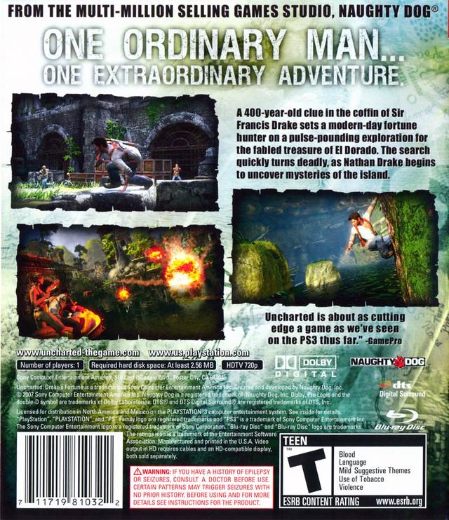Uncharted: Drake's Fortune - (PS3) PlayStation 3 Video Games SCEA   