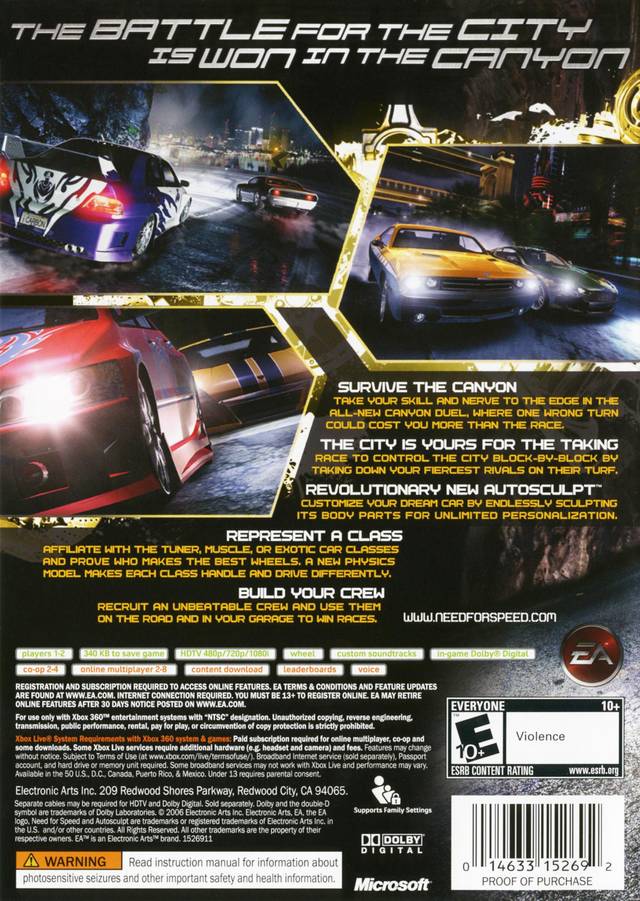 Need for Speed Carbon - Xbox 360 Video Games EA Games