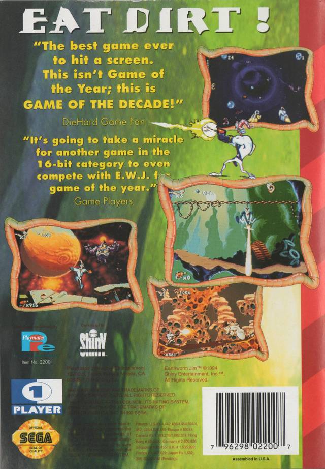 Earthworm Jim - SEGA Genesis [Pre-Owned] Video Games Playmates   