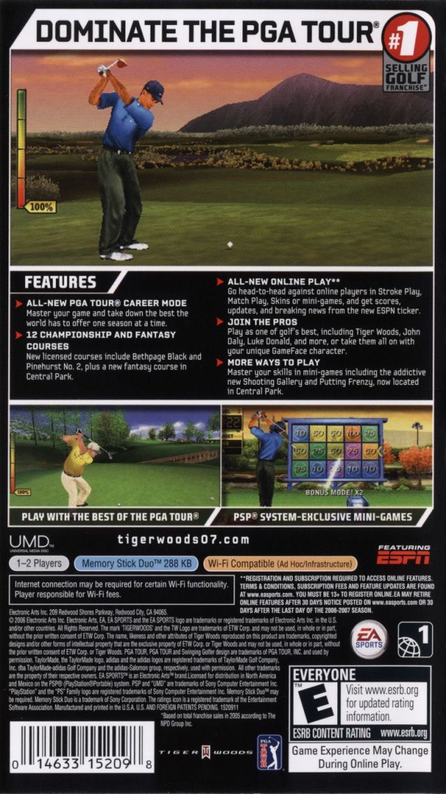 Tiger Woods PGA Tour 07 - PSP Video Games EA Sports   