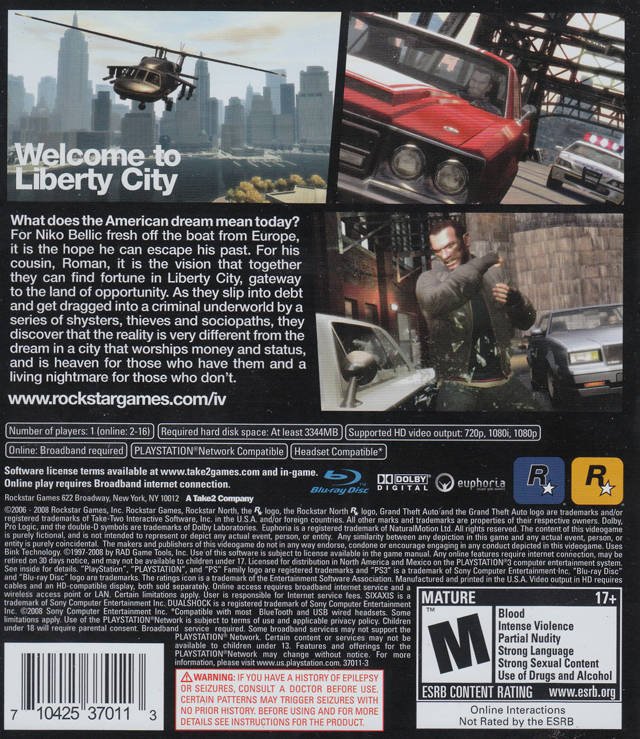 Grand Theft Auto IV - (PS3) PlayStation 3 [Pre-Owned] Video Games Rockstar Games   