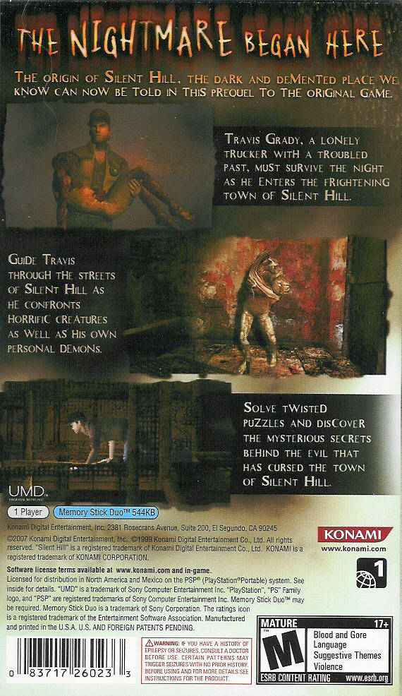 Silent Hill: Origins - Sony PSP [Pre-Owned] Video Games Konami   