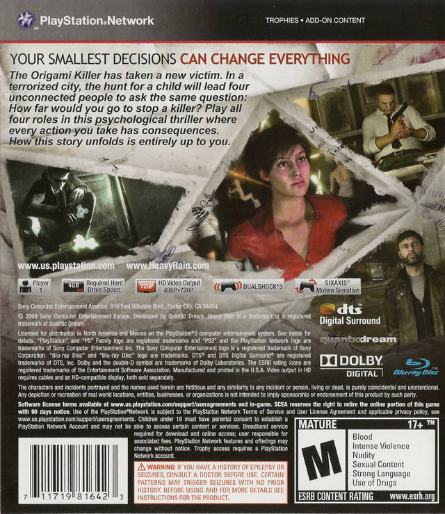 Heavy Rain - (PS3) PlayStation 3 [Pre-Owned] Video Games SCEI   