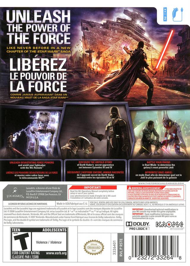 Star Wars: The Force Unleashed - Nintendo Wii [Pre-Owned] Video Games LucasArts   