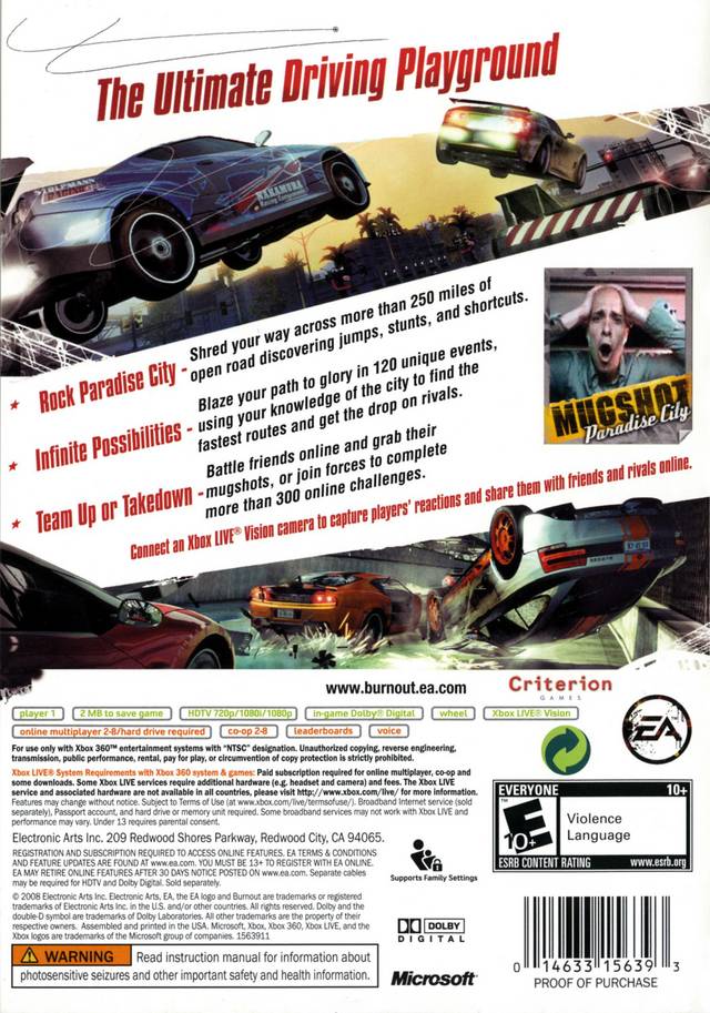Burnout Paradise - Xbox 360 [Pre-Owned] Video Games Electronic Arts   
