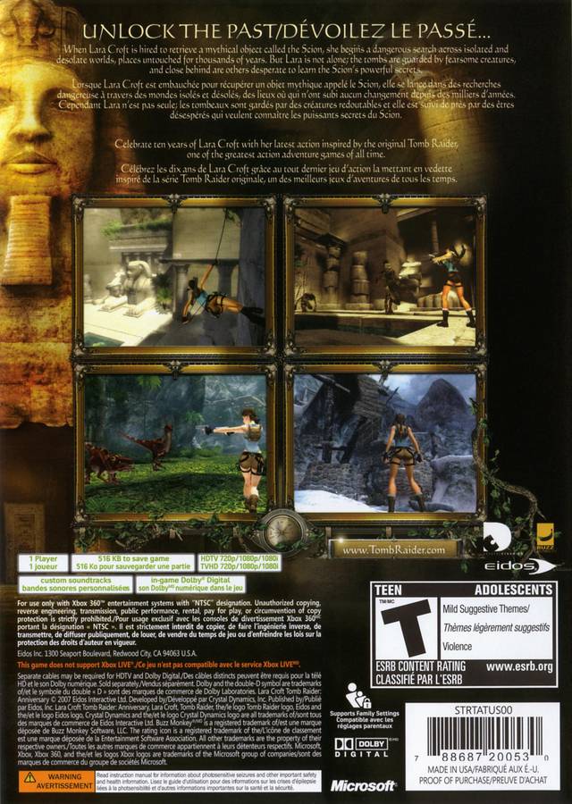 Tomb Raider: Anniversary - Xbox 360 [Pre-Owned] Video Games Eidos Interactive   