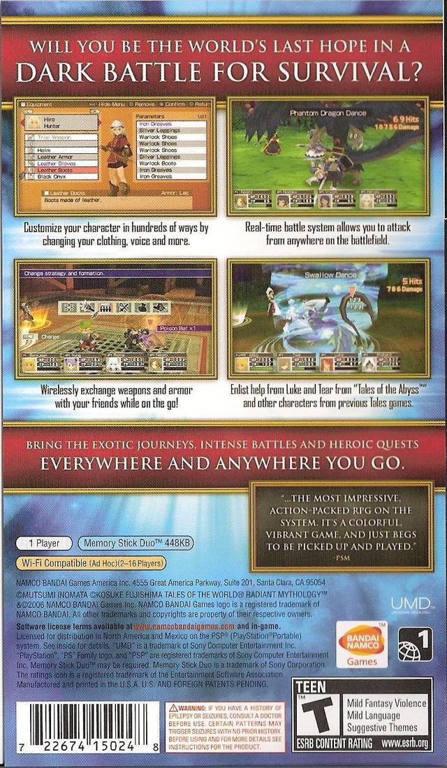 Tales of the World: Radiant Mythology - Sony PSP [Pre-Owned] Video Games Namco Bandai Games   