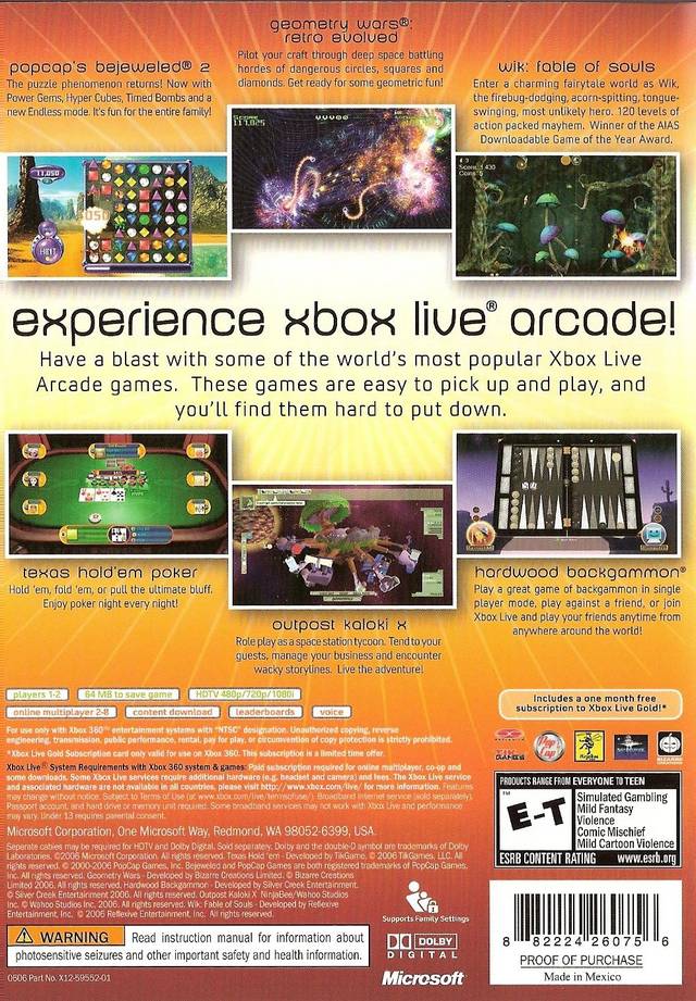 Xbox Live Arcade Unplugged Volume 1 - Xbox 360 [Pre-Owned] Video Games Microsoft Game Studios   