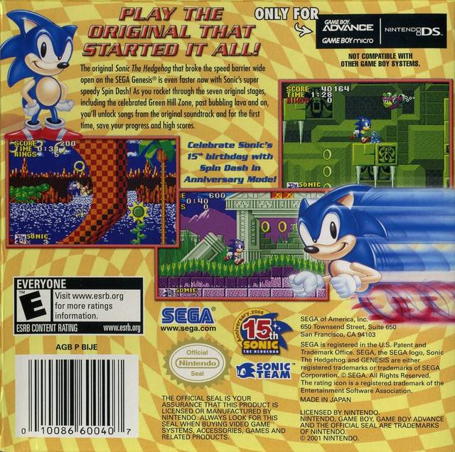 Sonic the Hedgehog: Genesis - (GBA) Game Boy Advance [Pre-Owned] Video Games Sega   