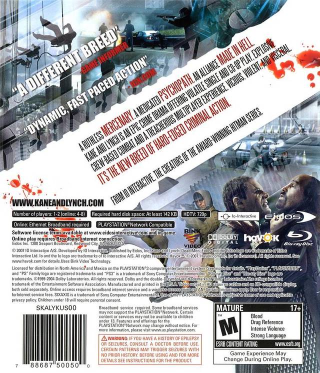 Kane & Lynch: Dead Men - (PS3) PlayStation 3 [Pre-Owned] Video Games Eidos Interactive   
