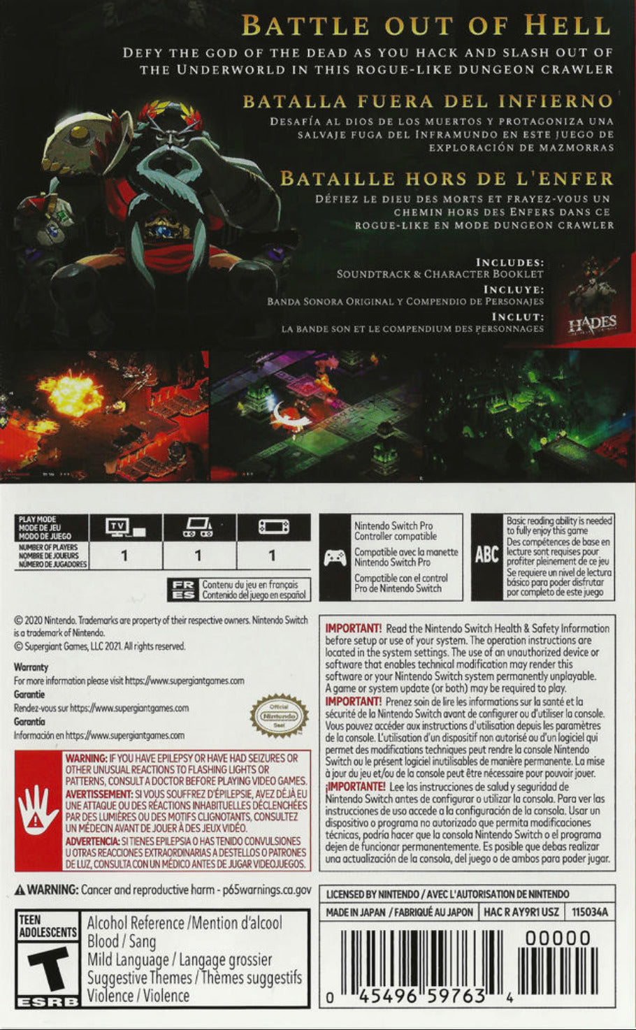 Hades - (NSW) Nintendo Switch [Pre-Owned] Video Games Supergiant Games   