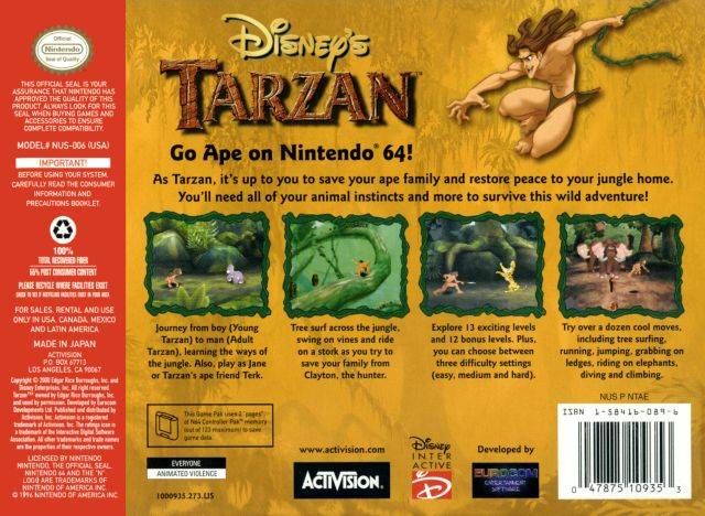 Disney's Tarzan - (N64) Nintendo 64 [Pre-Owned] Video Games Activision   