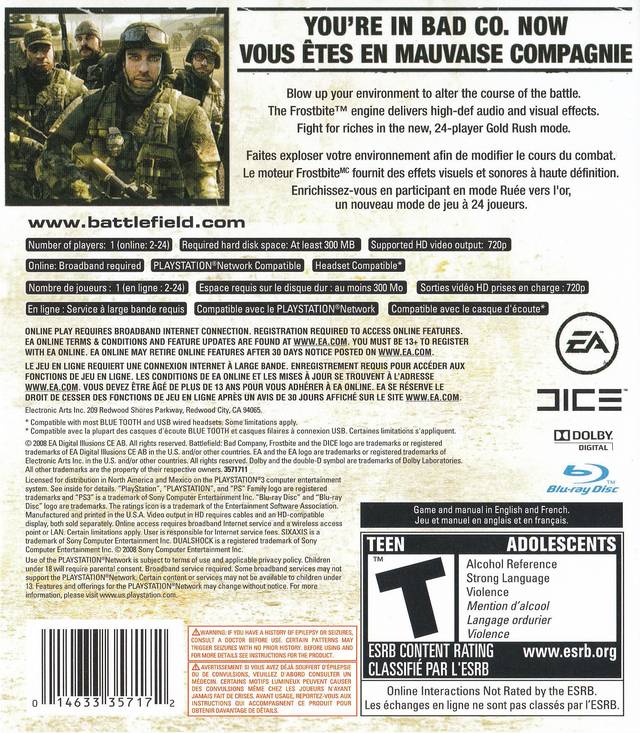 Battlefield: Bad Company (Greatest Hits) - (PS3) PlayStation 3 [Pre-Owned] Video Games EA Games   