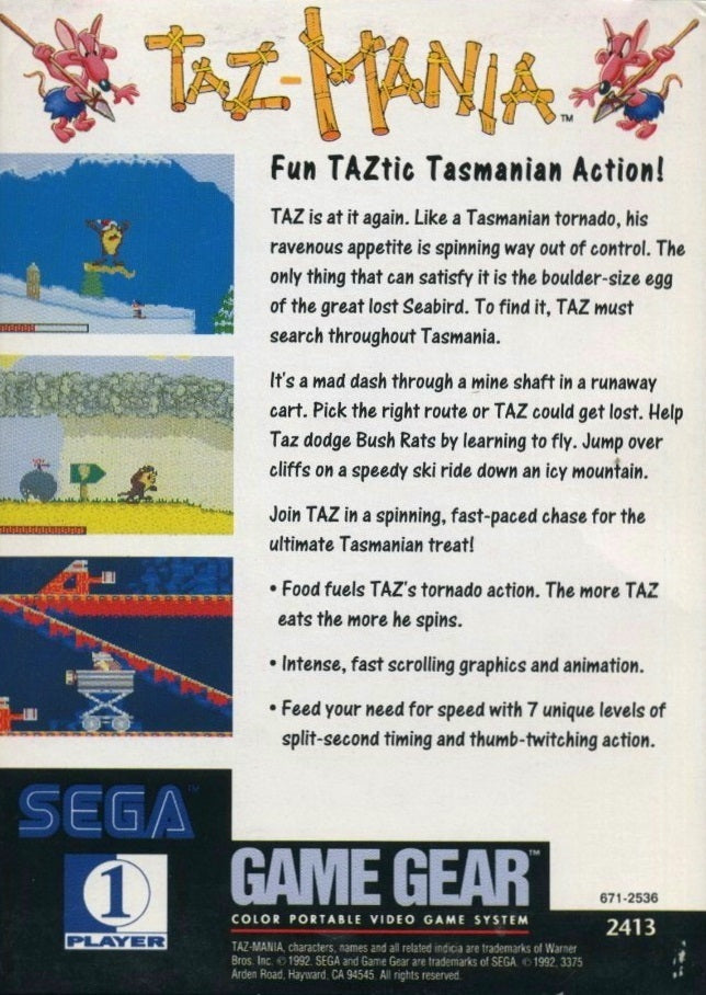 Taz-Mania - SEGA GameGear [Pre-Owned] | J&L Game