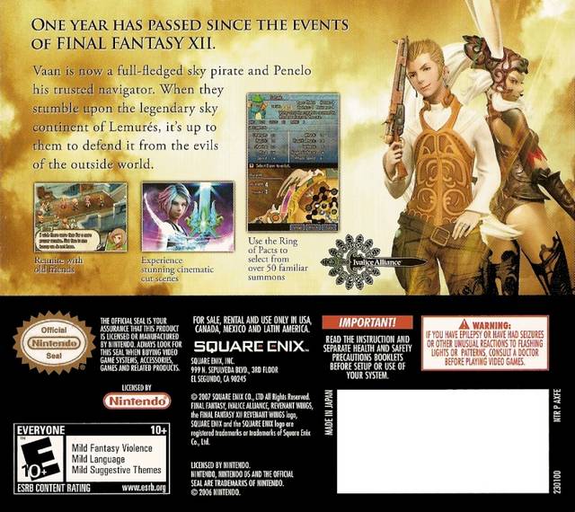 Final Fantasy XII: Revenant Wings - (NDS) Nintendo DS Video Games Square Enix   