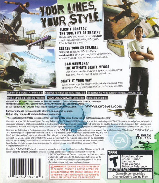 Skate - (PS3) PlayStation 3 [Pre-Owned] Video Games EA Games   