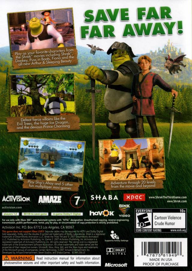DreamWorks Shrek the Third - Xbox 360 Video Games Activision   