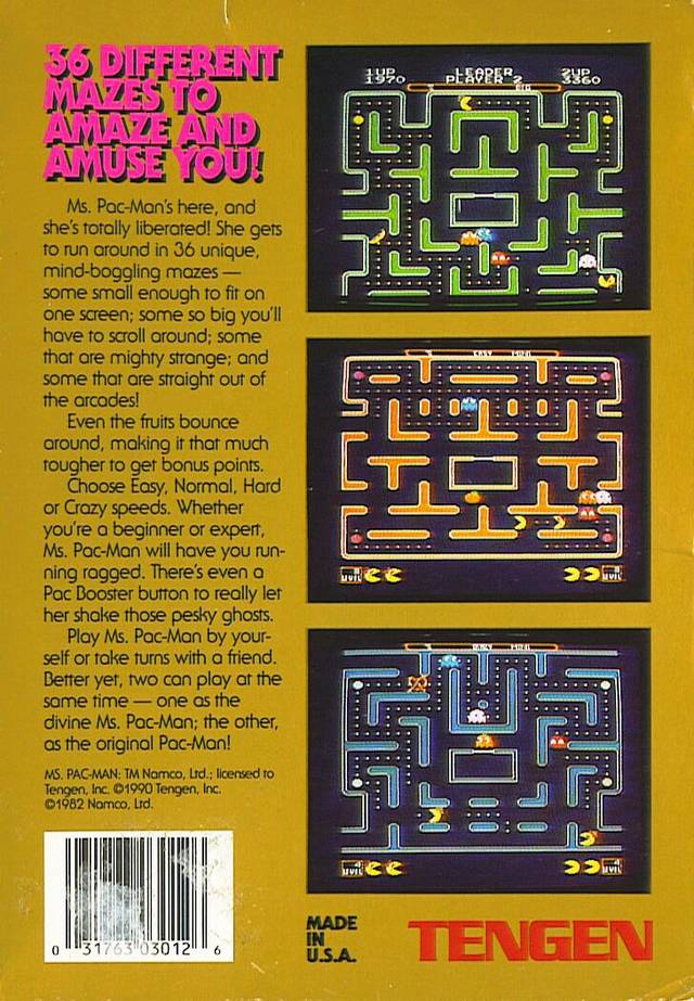 Ms. Pac-Man (Tengen) - (NES) Nintendo Entertainment System [Pre-Owned] Video Games Tengen   