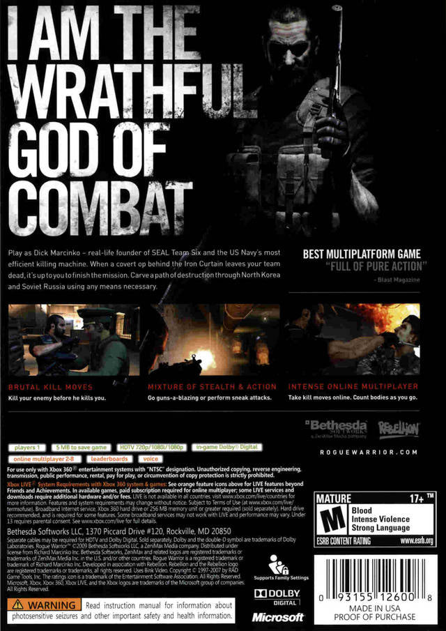 Rogue Warrior - Xbox 360 [Pre-Owned] Video Games Bethesda Softworks