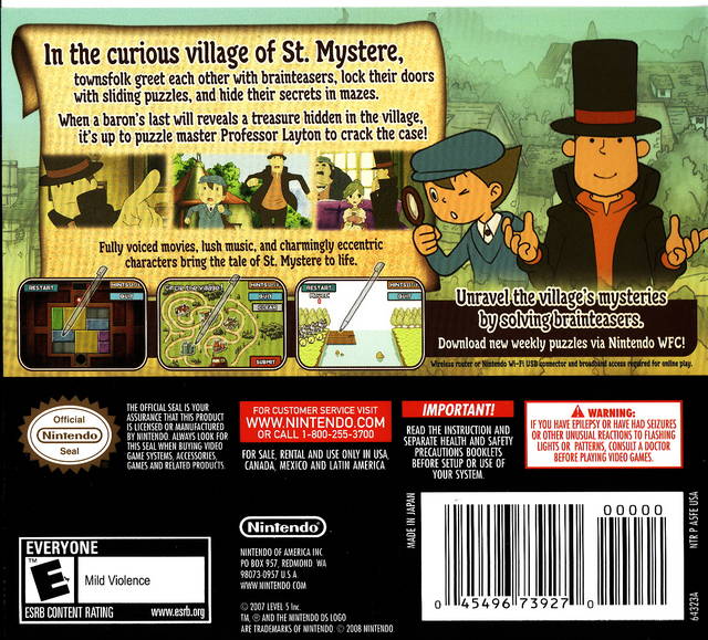 Professor Layton and the Curious Village - (NDS) Nintendo DS [Pre-Owned] Video Games Level 5   
