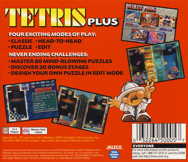 Tetris Plus (Greatest Hits) - (PS1) PlayStation 1 [Pre-Owned] Video Games Jaleco Entertainment   