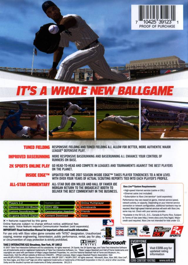 Major League Baseball 2K7 - Xbox Video Games 2K Sports   