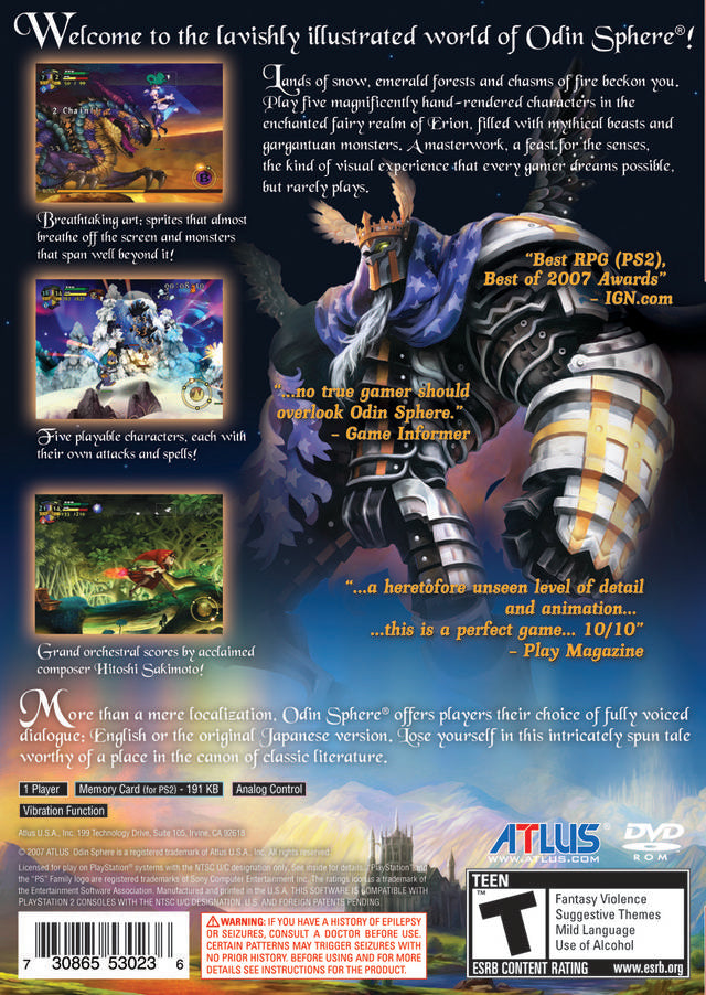 Odin Sphere (Greatest Hits) - (PS2) PlayStation 2 [Pre-Owned] Video Games Atlus   