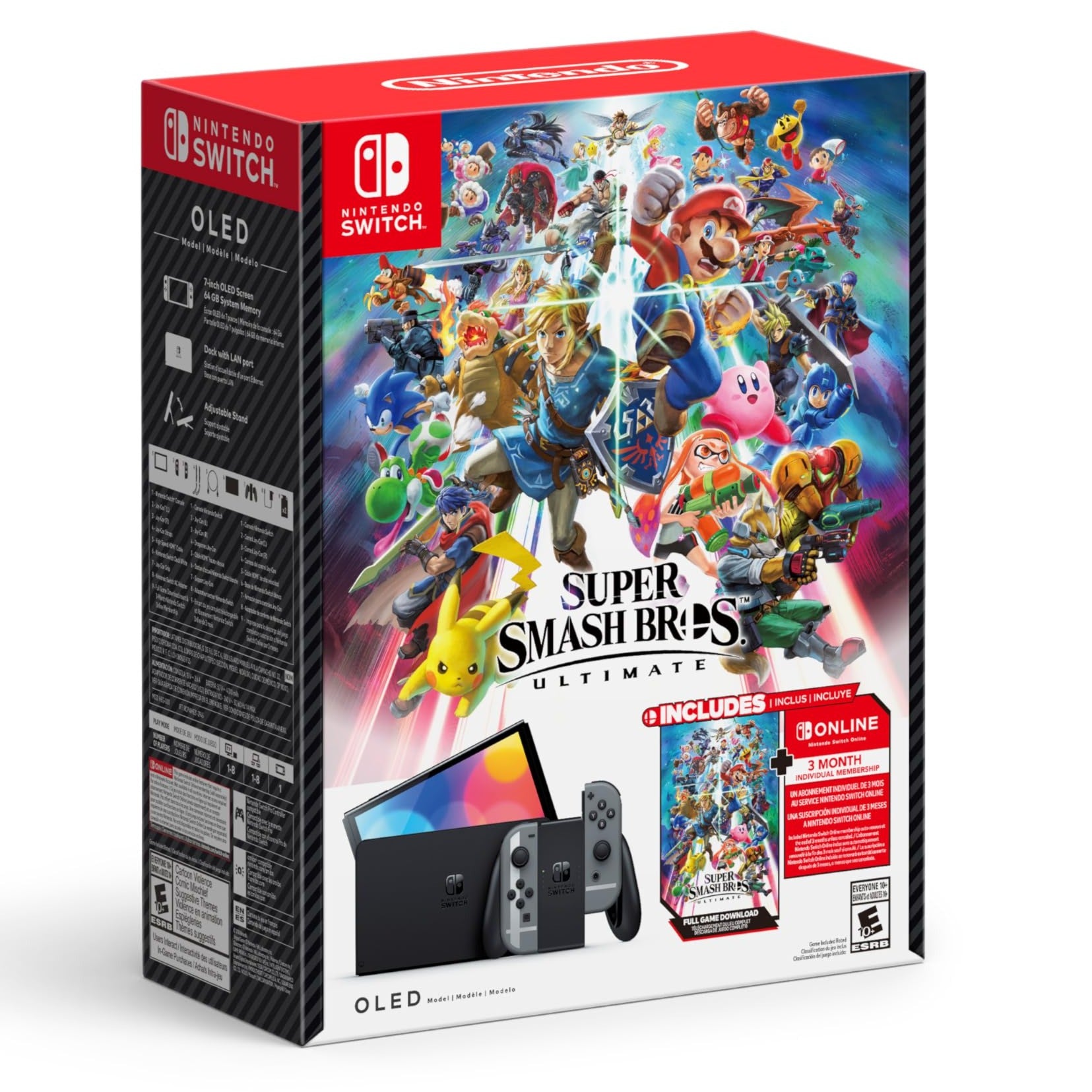Nintendo Switch™ - OLED Model: Super Smash Bros.™ Ultimate Bundle (Full Game Download + 3 Mo. Nintendo Switch Online Membership Included) - (NSW) Nintendo Switch CONSOLE Nintendo   