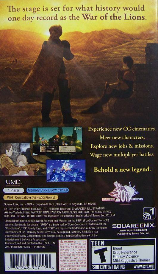 Final Fantasy Tactics: The War of the Lions - Sony PSP [Pre-Owned] Video Games Square Enix   