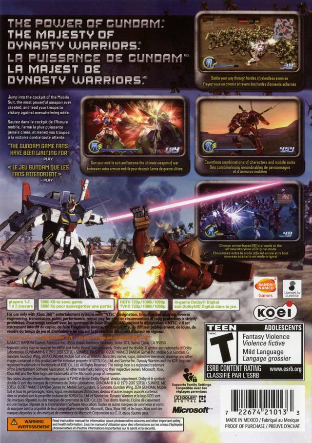 Dynasty Warriors: Gundam - Xbox 360 [Pre-Owned] Video Games Namco Bandai Games   
