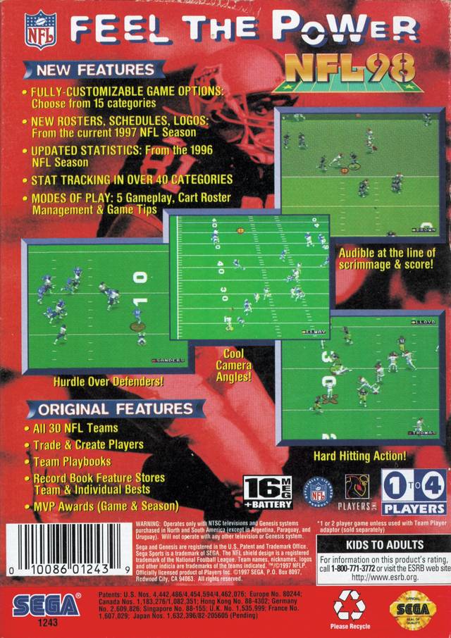 NFL 98 - (SG) SEGA Genesis [Pre-Owned] Video Games Sega   