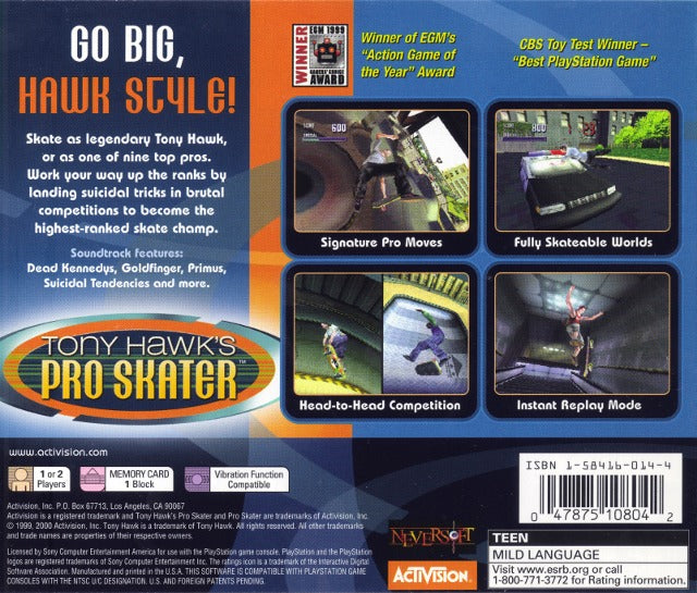 Tony Hawk's Pro Skater (Greatest Hits) - (PS1) PlayStation 1 [Pre-Owned] Video Games Activision   