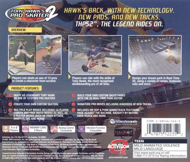 Tony Hawk's Pro Skater 2 (Greatest Hits) - (PS1) PlayStation 1 [Pre-Owned] Video Games Activision   