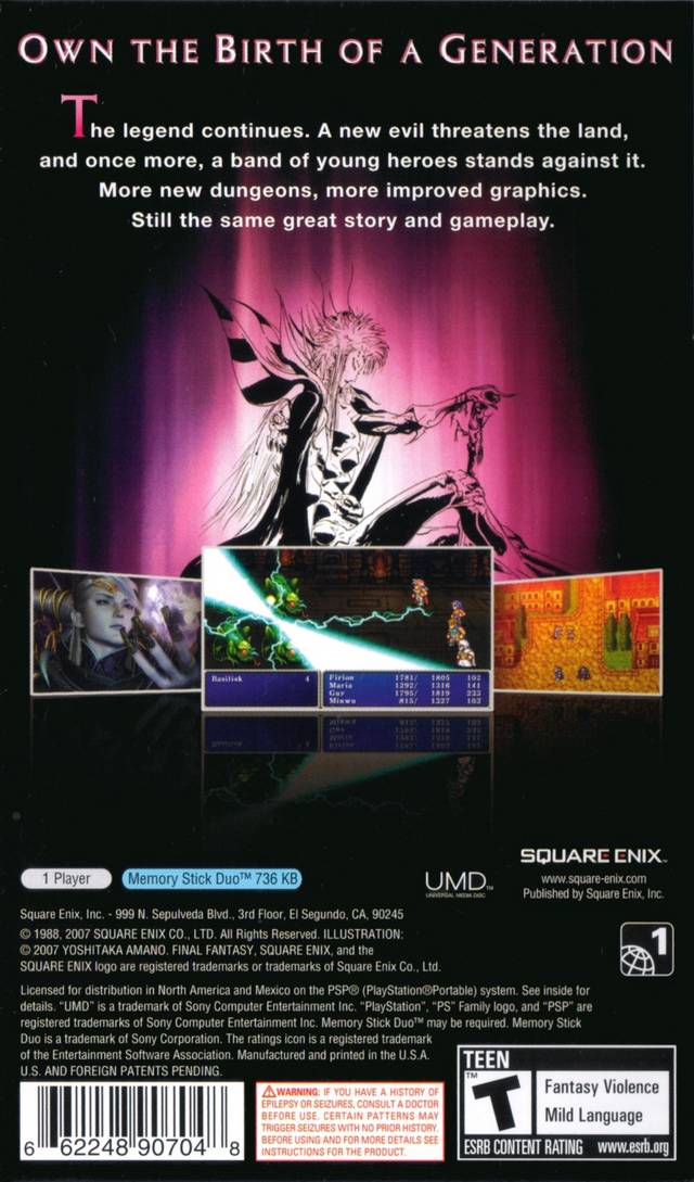 Final Fantasy II  - Sony PSP [Pre-Owned] Video Games Square Enix   