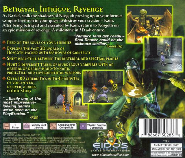 Legacy of Kain: Soul Reaver - (PS1) PlayStation 1 Video Games Eidos Interactive   