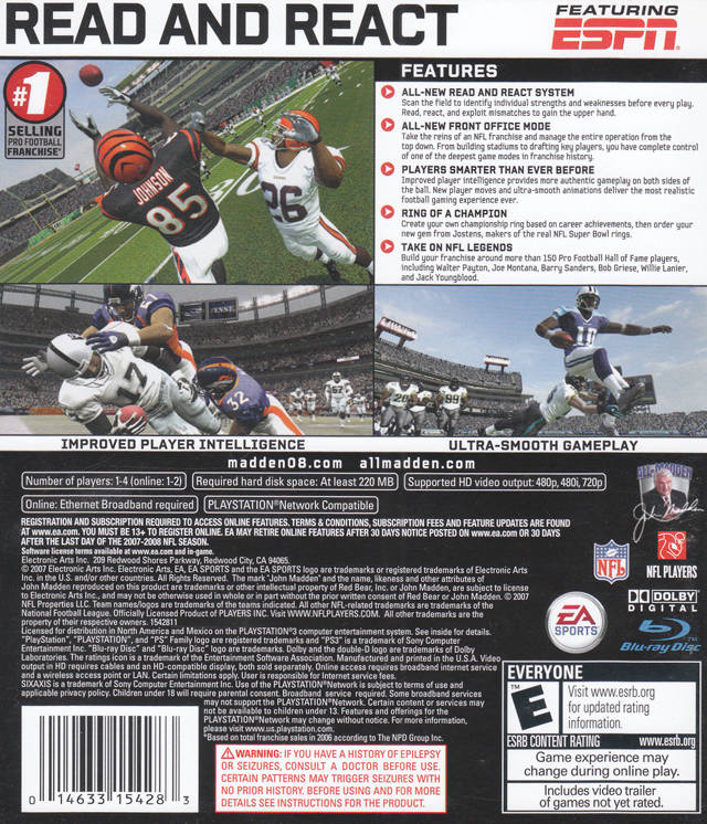 Madden NFL 08 - (PS3) PlayStation 3 [Pre-Owned] Video Games EA Sports   