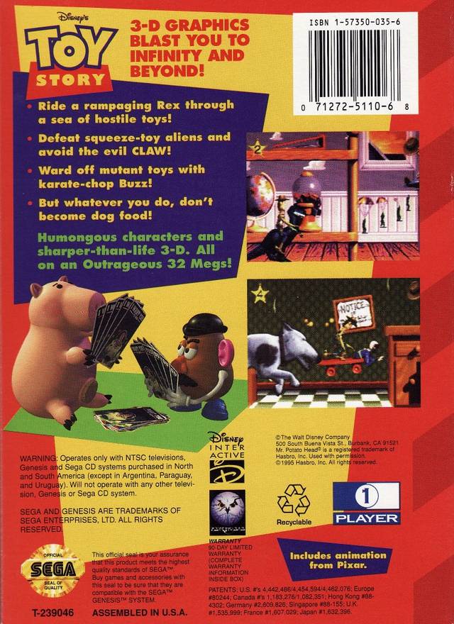 Disney's Toy Story - (SG) SEGA Genesis [Pre-Owned] Video Games Disney Interactive   