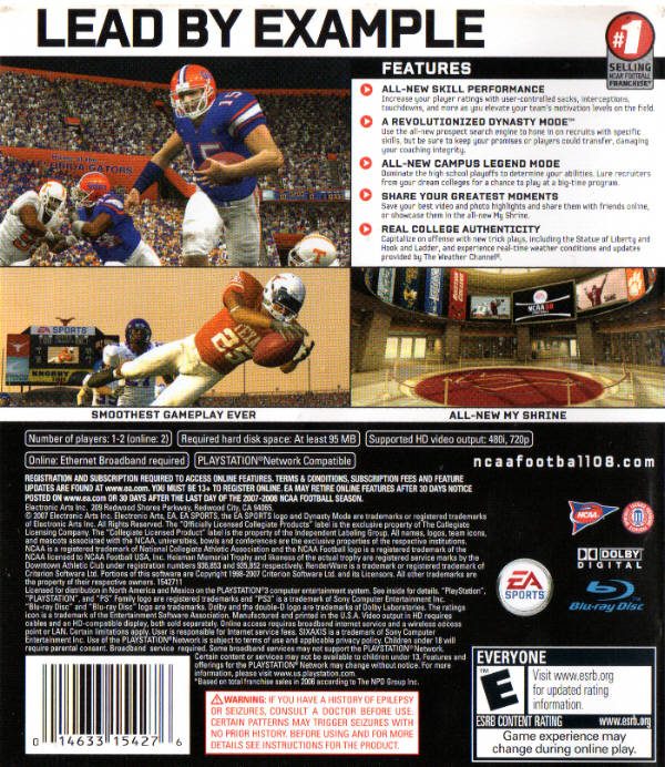 NCAA Football 08 - (PS3) PlayStation 3 [Pre-Owned] Video Games EA Sports   