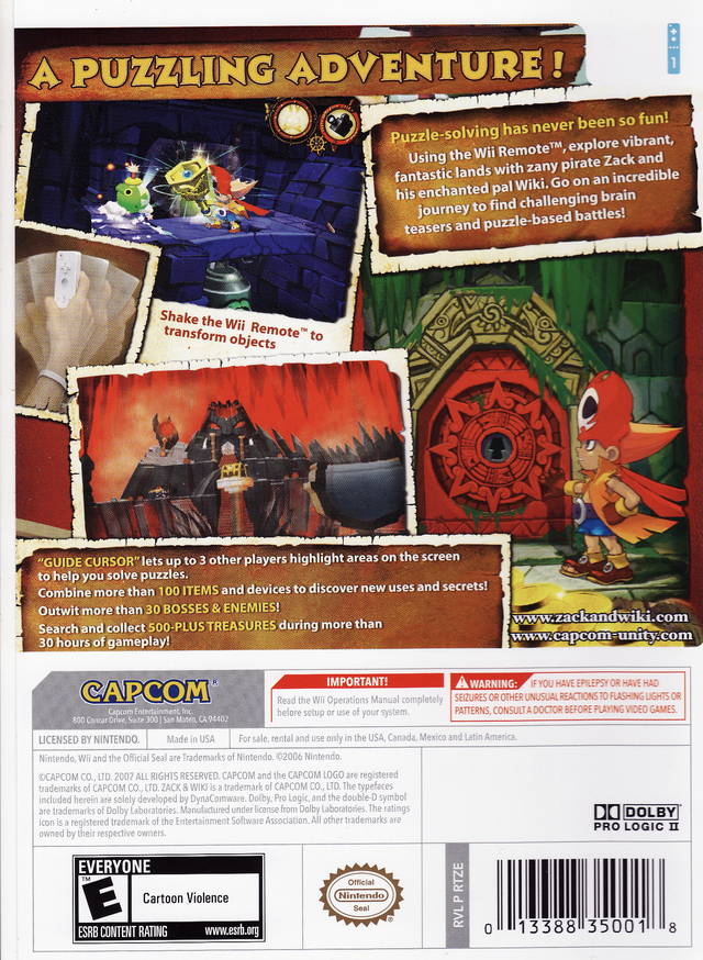 Zack & Wiki: Quest for Barbaros' Treasure - Nintendo Wii Video Games Capcom   
