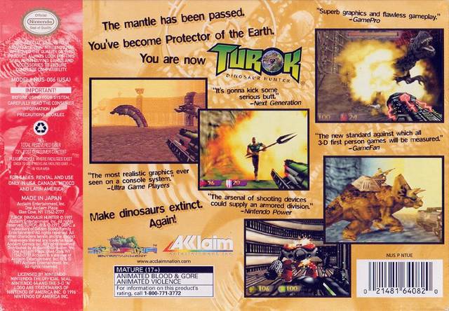 Turok: Dinosaur Hunter - (N64) Nintendo 64 [Pre-Owned] Video Games Acclaim   