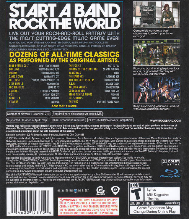 Rock Band - (PS3) PlayStation 3 [Pre-Owned] Video Games MTV Games   