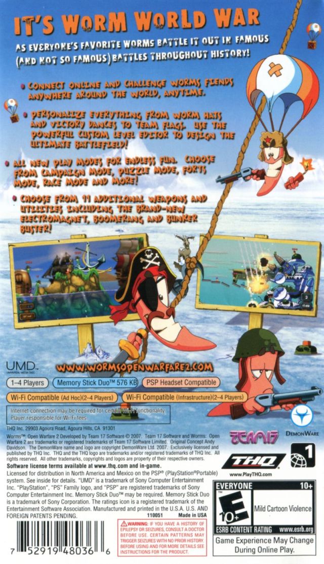 Worms: Open Warfare 2 - PSP Video Games THQ   