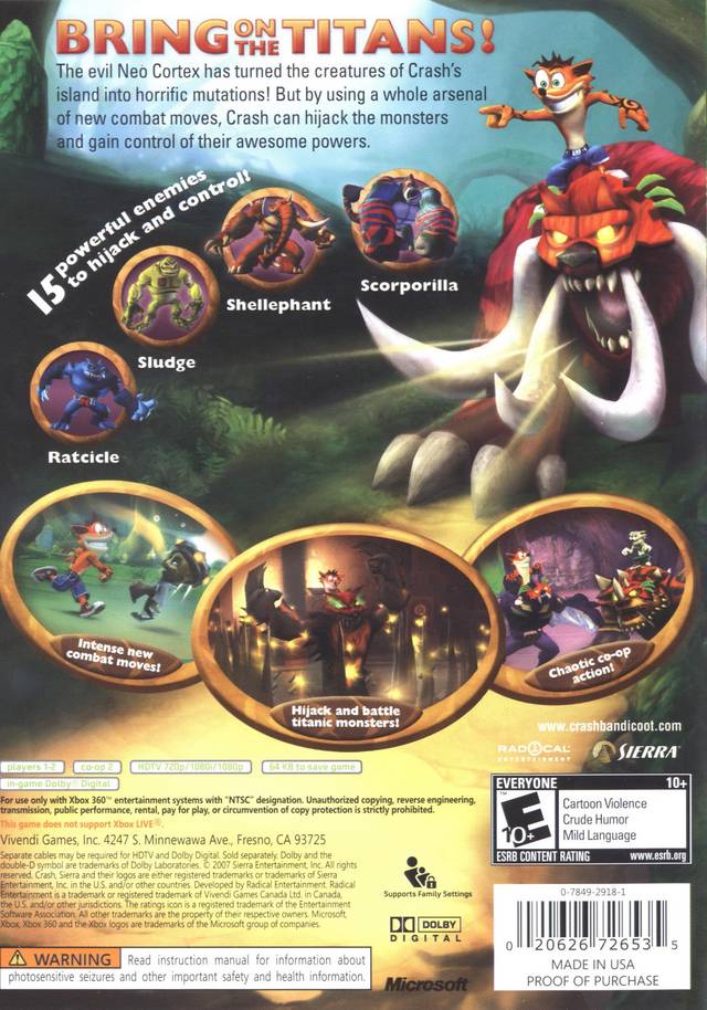 Crash of the Titans - Xbox 360 [Pre-Owned] Video Games Sierra Entertainment   