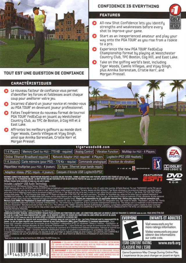 Tiger Woods PGA Tour 08 - PlayStation 2 Video Games EA Sports   