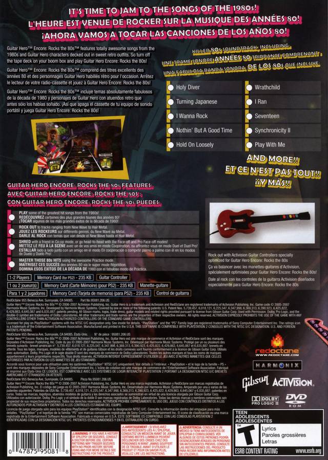 Guitar Hero Encore: Rocks the 80s - (PS2) PlayStation 2 [Pre-Owned] Video Games Activision   