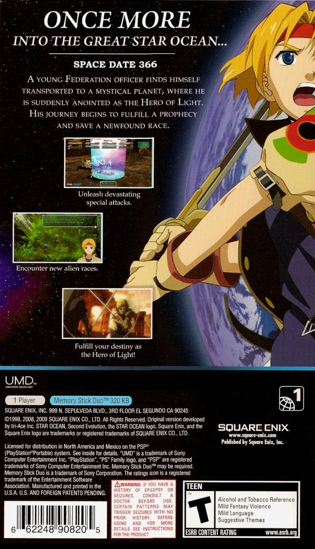 Star Ocean: Second Evolution - Sony PSP Video Games Square Enix   