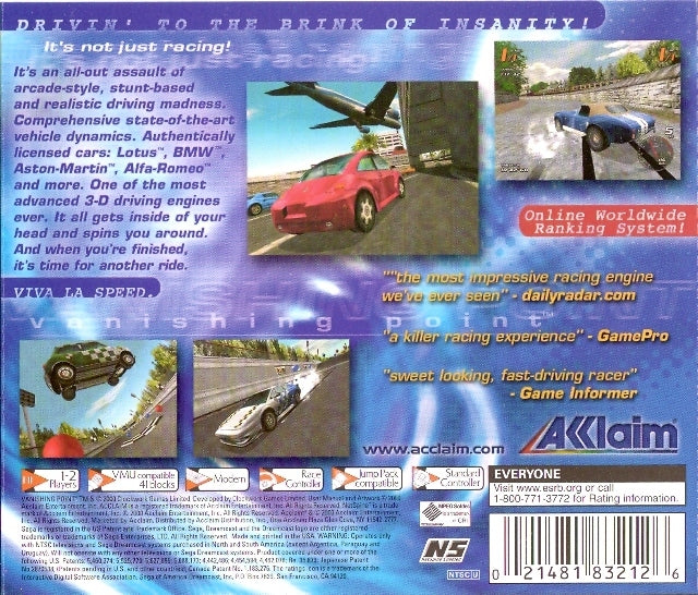 Vanishing Point - (DC) SEGA Dreamcast [Pre-Owned] Video Games Acclaim