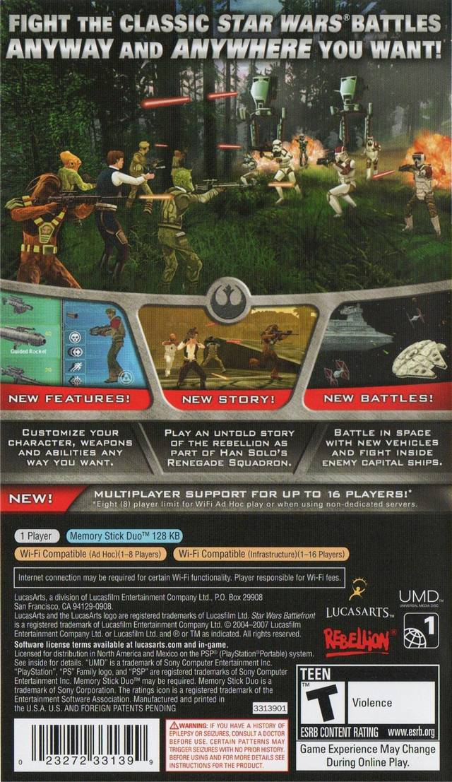 Star Wars Battlefront: Renegade Squadron - PSP Video Games LucasArts   