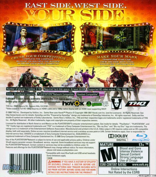 Saints Row 2 - (PS3) PlayStation 3 [Pre-Owned] Video Games THQ   