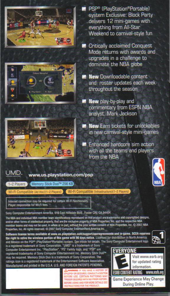 NBA 08 - PSP Video Games SCEA   